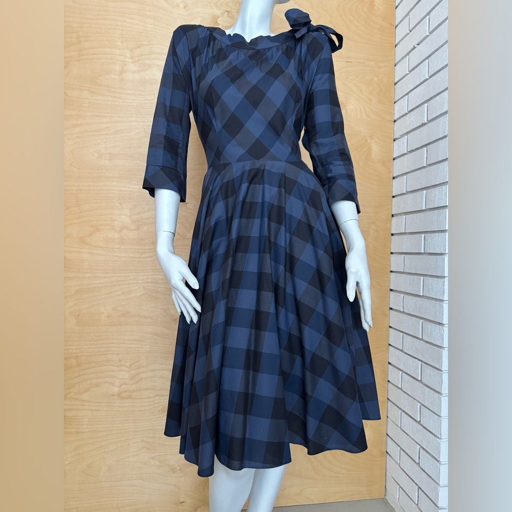 Lena Hoschek Blue and Black Plaid Dress